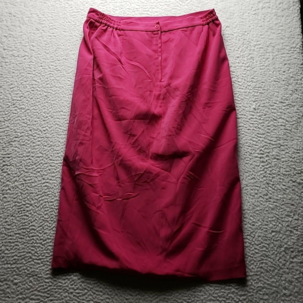 Psalm: CIV Skirt Womens 18 Pink Solid Straight Long Embroidered Elastic Waist